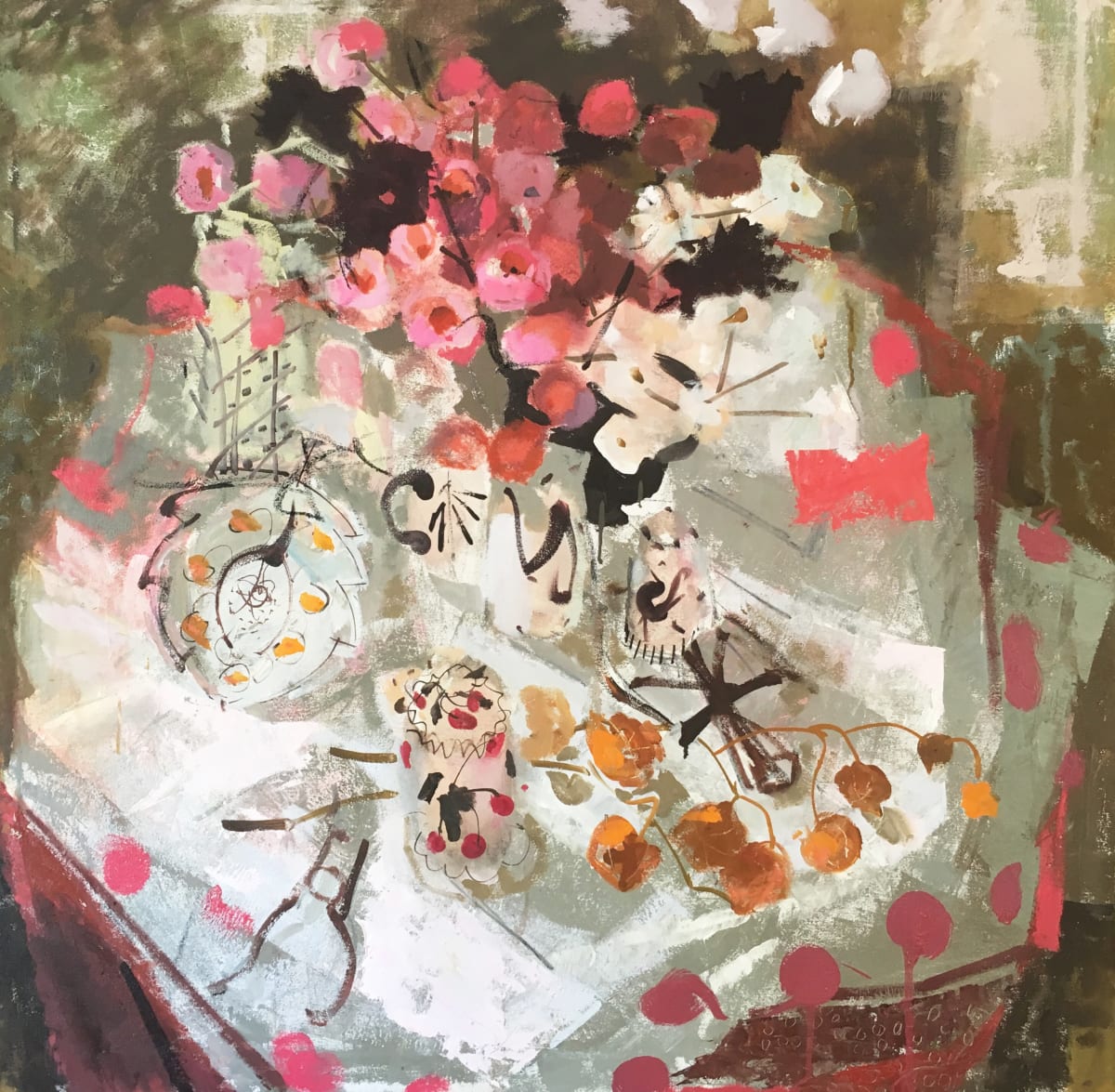 Peter Lloyd-Jones, Pink Rose and Wemyss pot , 2019